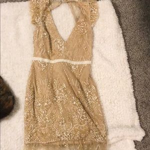 Glitter Ruffled Backless Mini Dress